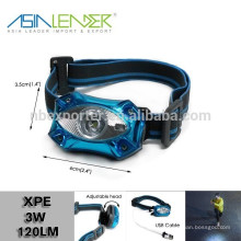Productos de líder de Asia BT-4889 XPE 3W LED USB cabeza de caza de luz